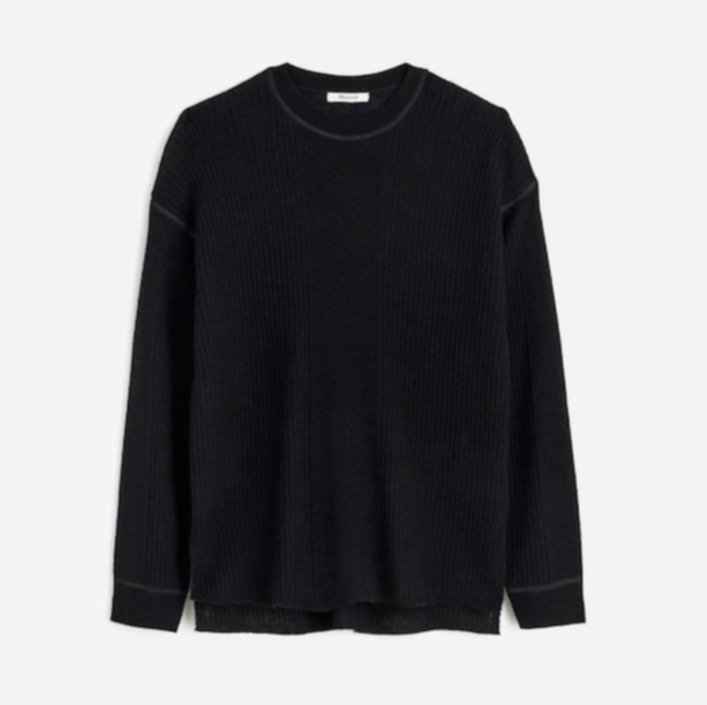 Madewell Ribbed Alpaca-Blend Crewneck Sweater NWT Black Size XS